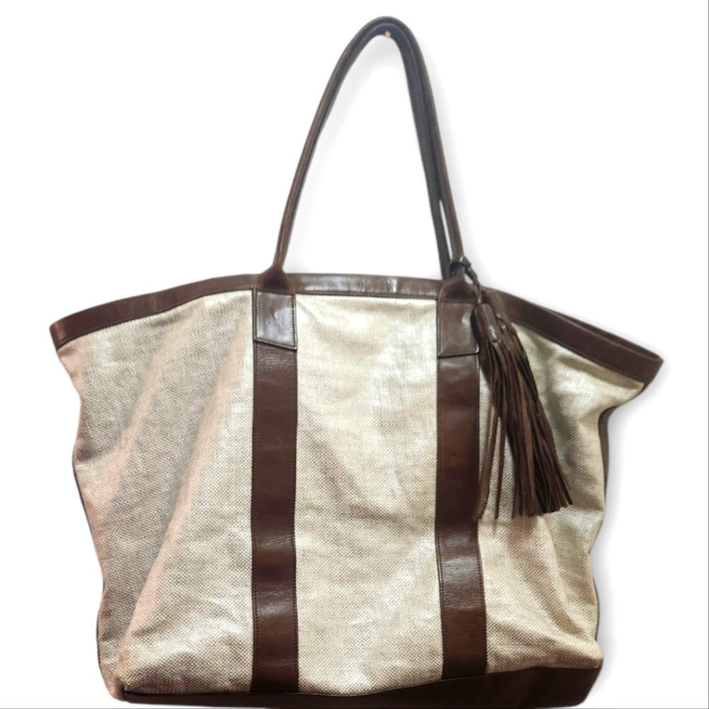 Anthony Luciano hand-made tote bag linen and real leather